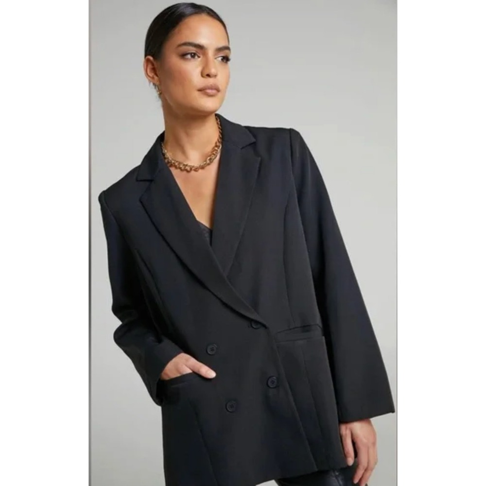NWT Lioness Wyoming Classic Oversized Double Breasted Black Blazer Size M Office